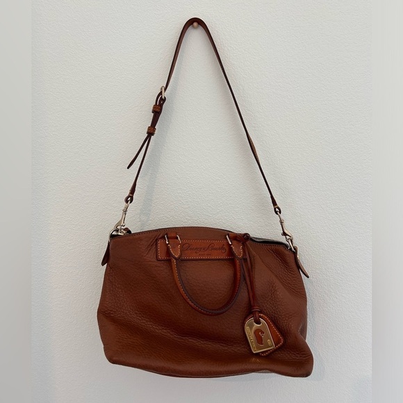 Dooney & Bourke Handbags - Vtg Dooney & Bourke Juliette Satchel Shoulder Bag All Weather + Vachetta Brown
